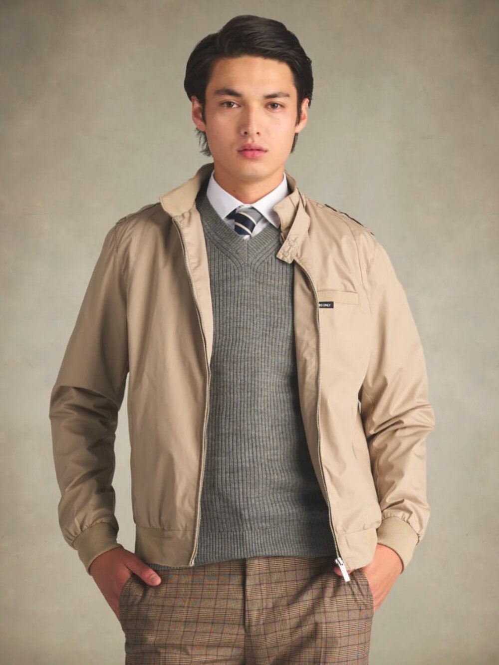 Members Only Men's Classic Iconic Racer Jacket in Khaki